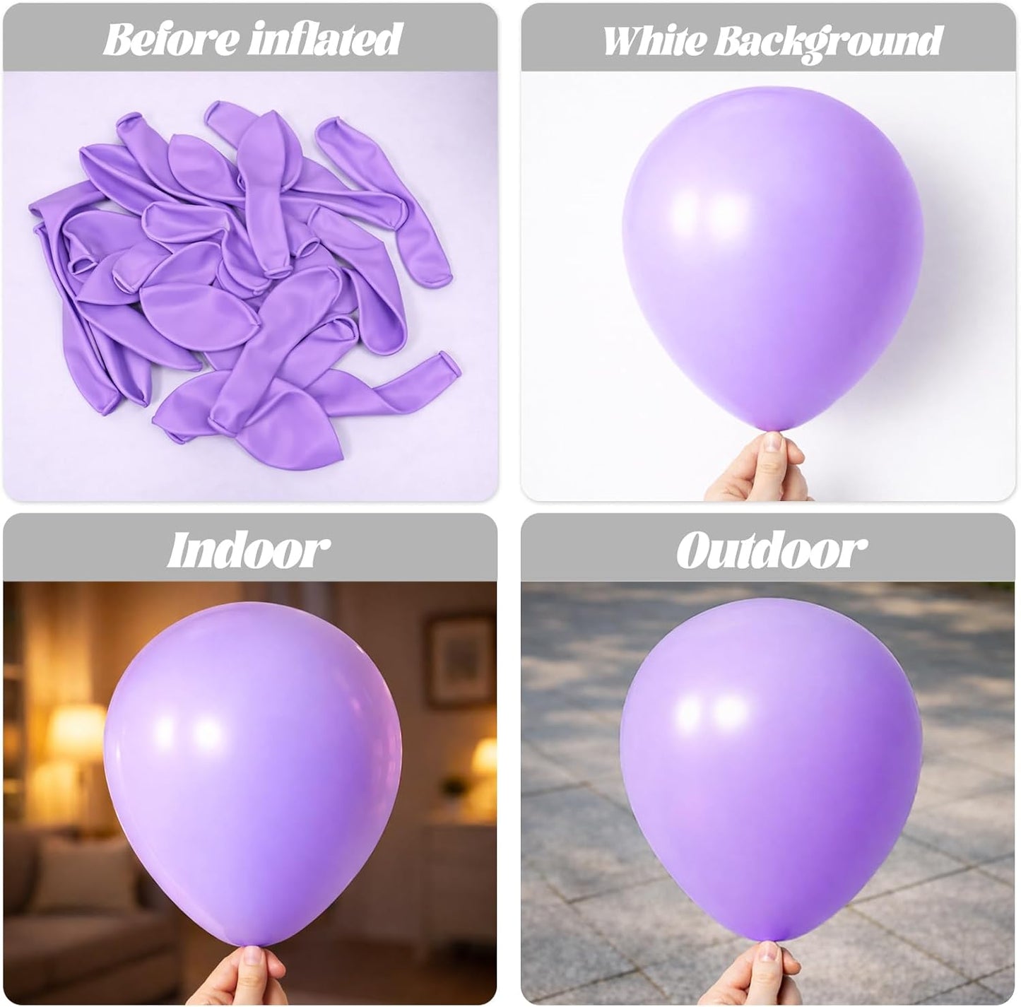 Voircoloria Pastel Purple Balloon Garland Kit - 90 Pack in Various Sizes for Graduation, Weddings & Parties