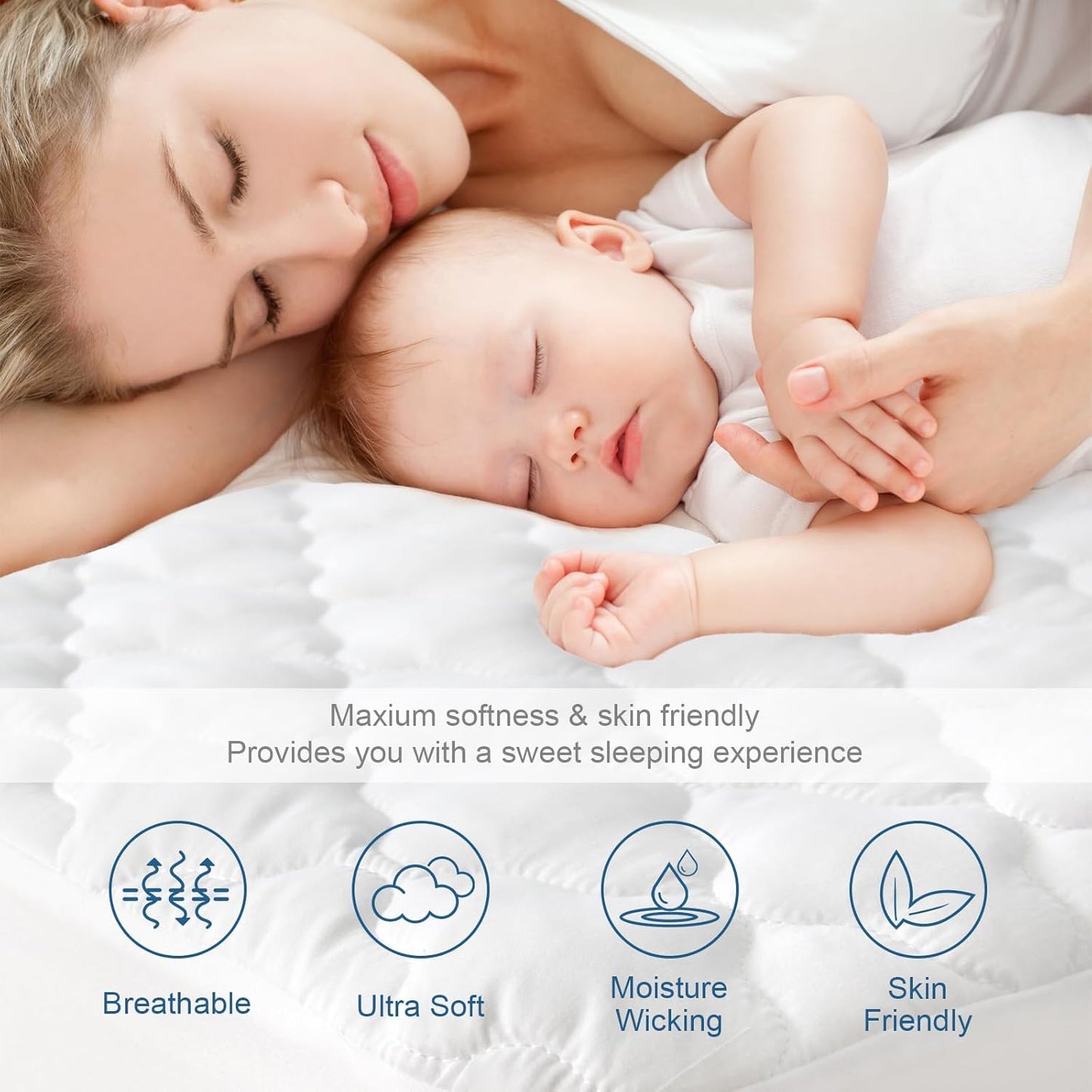 Regine Switzerland Waterproof Twin Mattress Protector - Soft Cooling Quilted Pad for Kids | Fits Up to 14" Depth