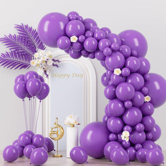 Voircoloria 130pcs Purple Balloons Different Sizes 18" 12" 10" 5" Party Latex Balloons for Birthday Baby Shower Halloween Wedding Valentine's Day Party Bachelorette Decorations