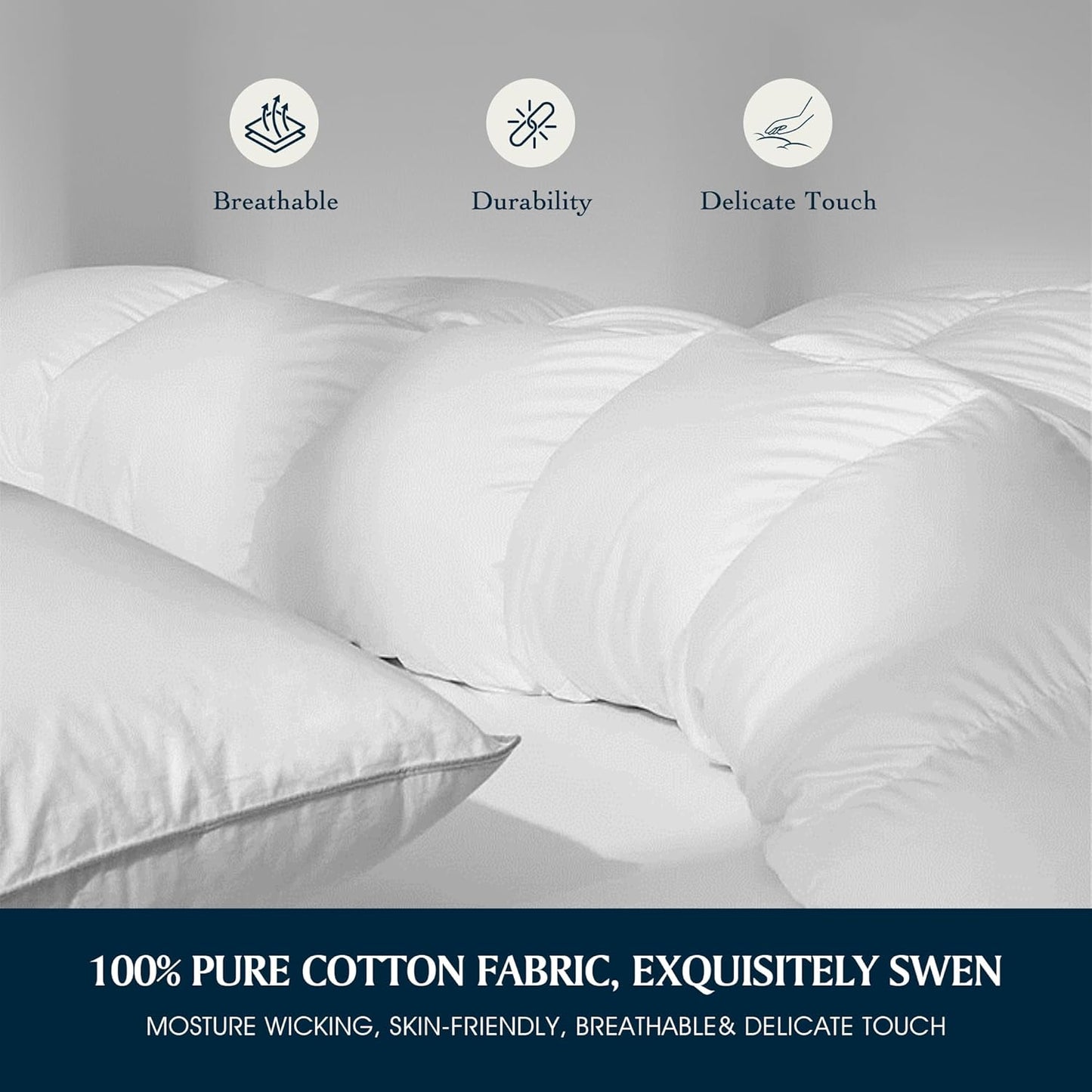 Serta Goose Feather Down Comforter | Queen Size 100% Cotton Duvet Insert - Luxury Hypoallergenic Bedding, 90 x 90 Inch White