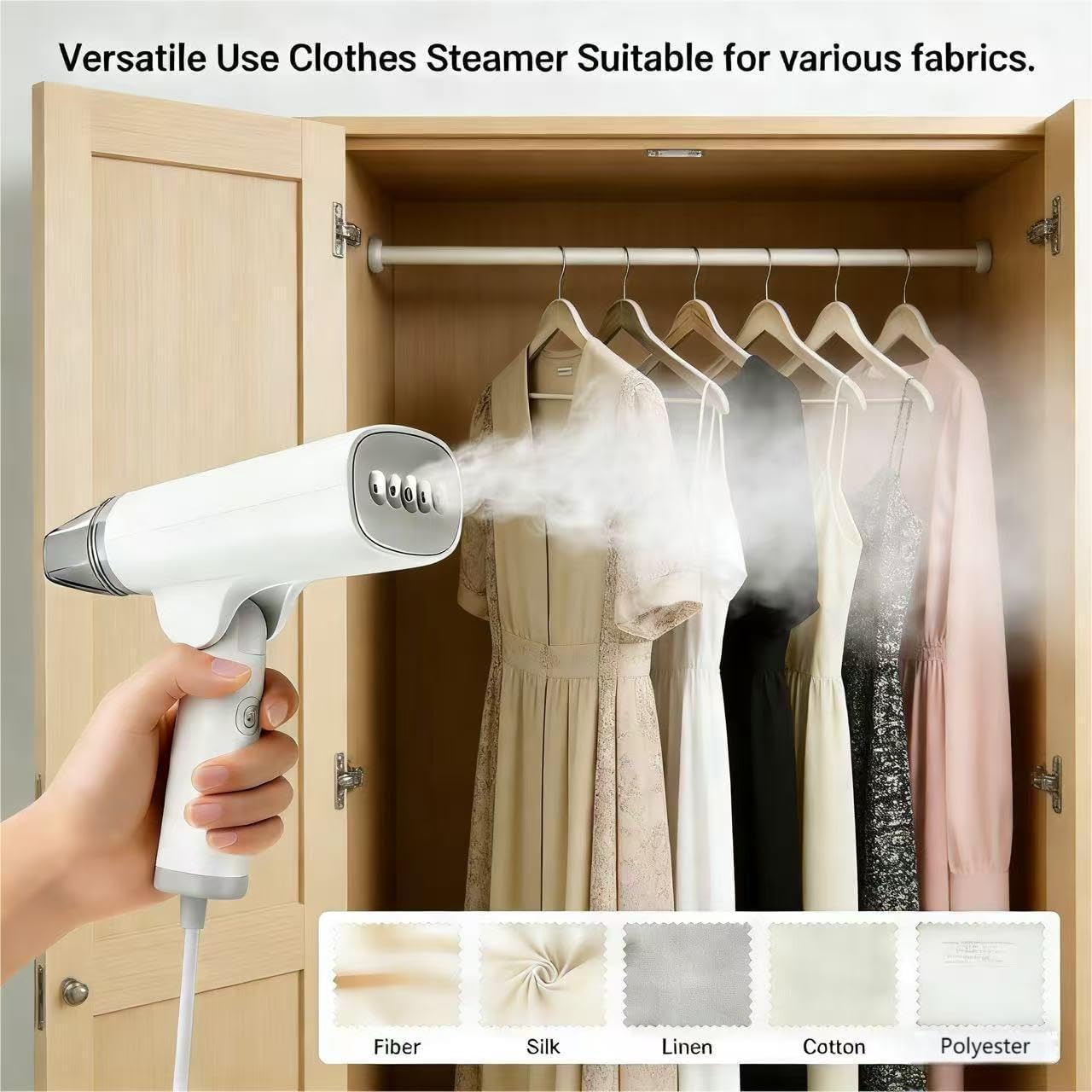 Skiennix Handheld Garment Steamer - Portable Travel Iron for Quick Wrinkle Removal | 1300W, Lightweight & Foldable