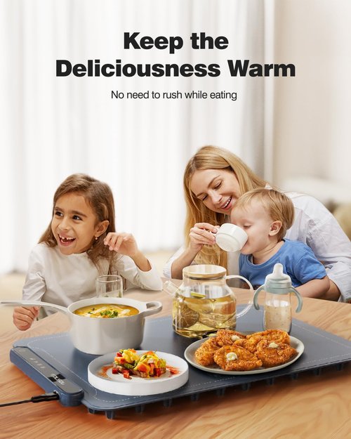 Food Warming Mat, iTRUSOU Electric Warming Tray Full Surface Heating to Keep Food Warm or Thawing, Versatile Food Warmer with 3 Temperature Setting for Parties Buffets Gatherings Holidays Daily Use