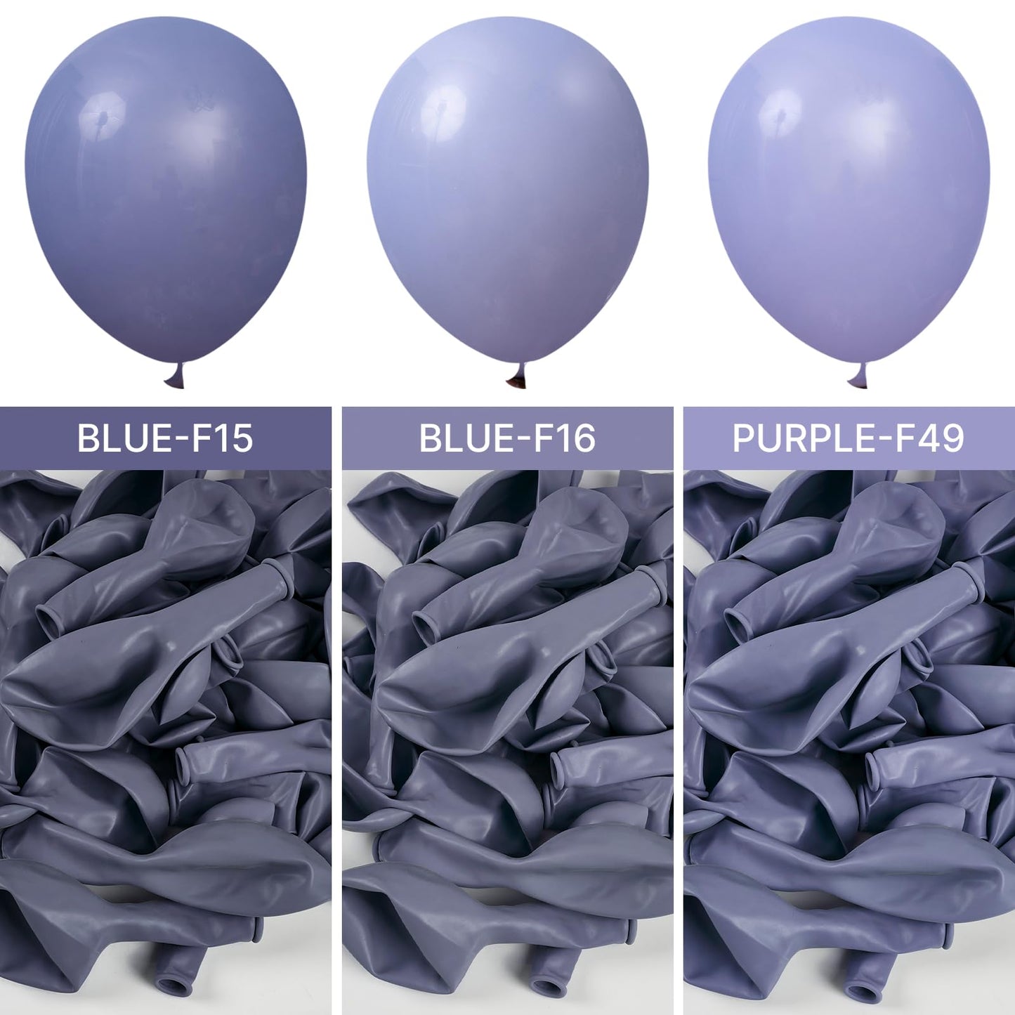 PartyWoo Dusty Blue Balloons 101pcs 12 Inch Boho Dusty Purple Muted Lavender Latex Balloons for Boy Baby Shower Anniversary Bachelorette Graduation Engagement Birthday Party Decorations Blue-F16