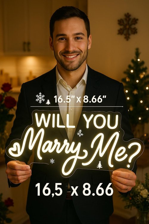 16.5 Inch Will You Marry Me Neon Sign, Cool White Marry Me Light Up Letters Sign for Proposal Wedding Party Decorations, Will You Marry Me LED Sign for Engagement Valentines Day Gifts Wall Decor