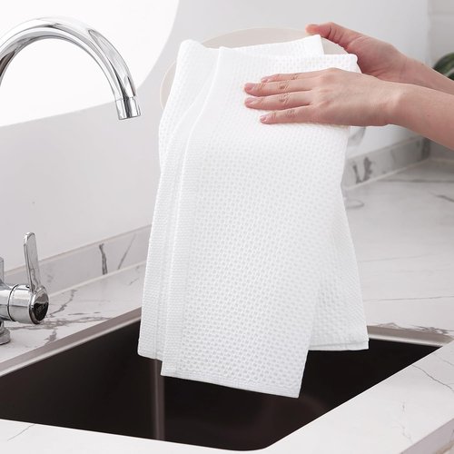 Homaxy 100% Cotton Kitchen Dish Towels - Ultra Soft & Absorbent, Quick Drying, 20x28 Inches, 8-Pack, White