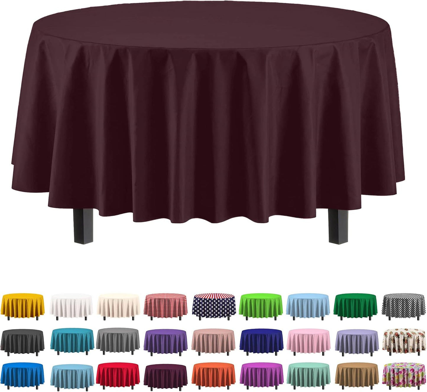 Ivory 84-Inch Round Tablecloth - 12-Pack Premium Plastic Party Supplies
