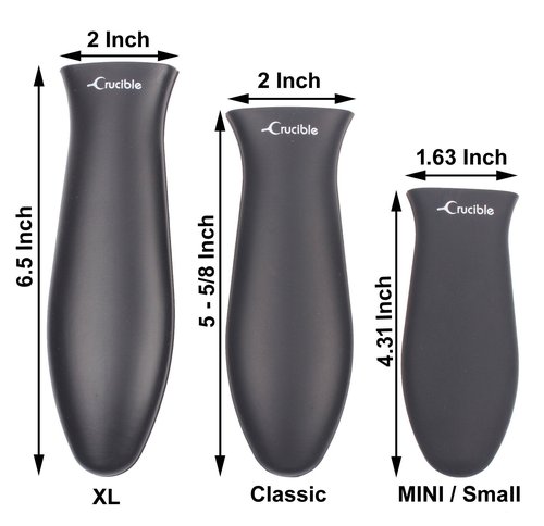 Crucible Cookware Silicone Hot Handle Holders (Large, Black)