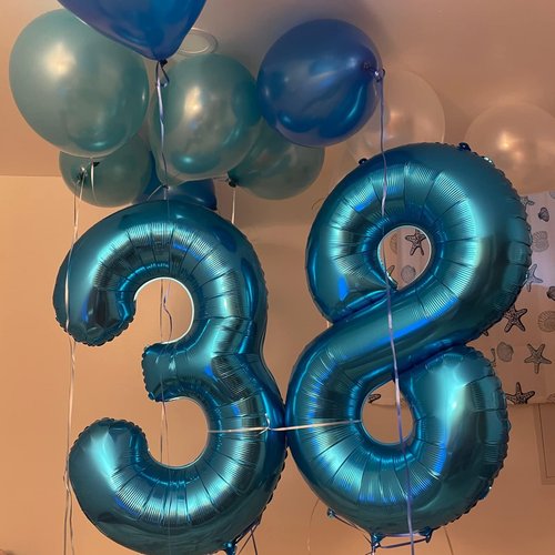 Blue Foil Balloon Number 8, 40'' Giant Self Inflating Number Balloons Set 0-9, Large Number 8 Digital 8 Helium Balloon for Boys Men 8th 18th Birthday Graduation Anniversary Party Decorations Supplies
