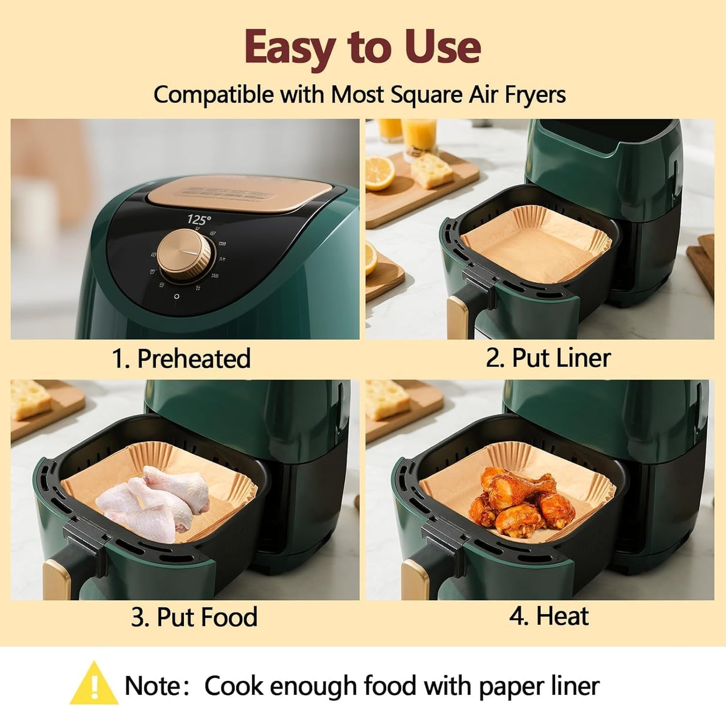 Skiennix 10 Inch Air Fryer Liners - 250PCS Heat Resistant Non-Stick Parchment Paper for Baking & Roasting