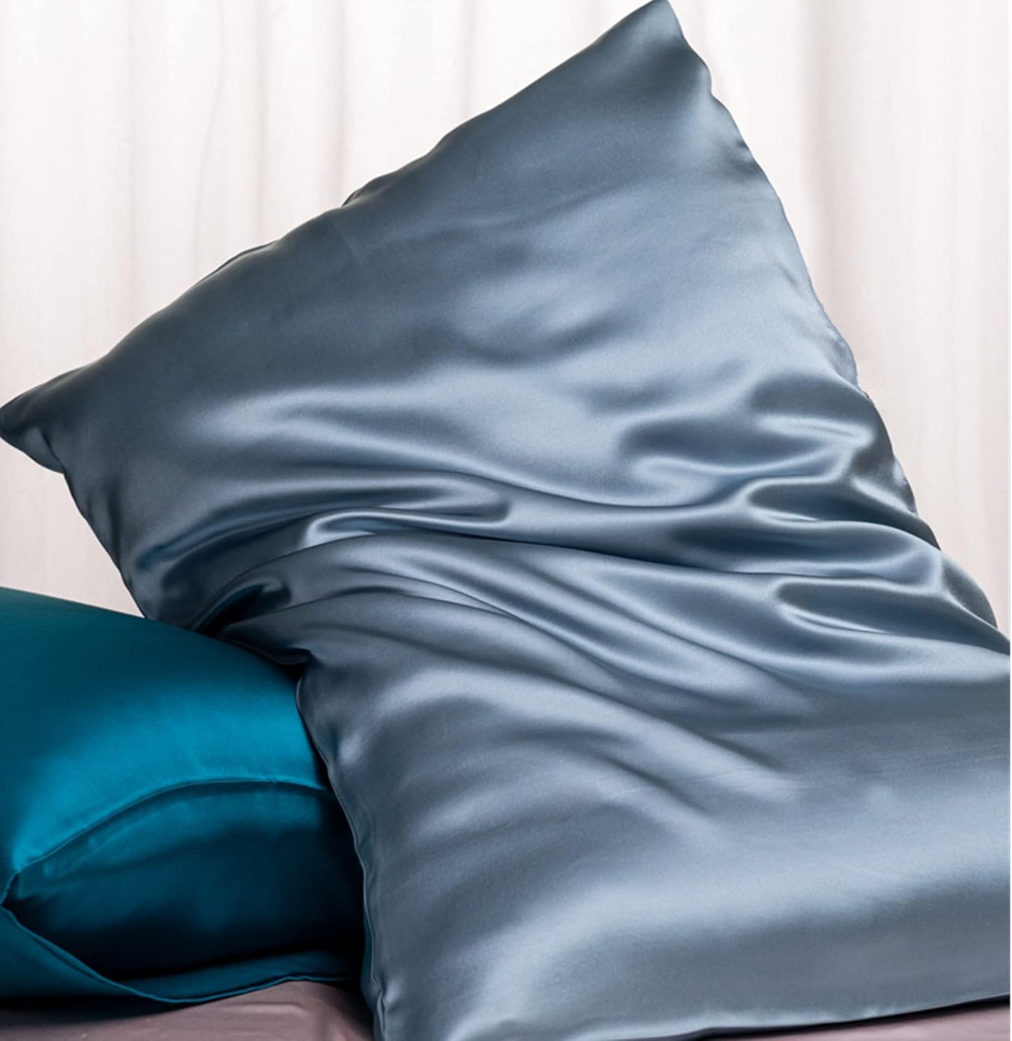 Skiennix Premium Natural Mulberry Silk Pillowcase - 22 Momme Standard Size for Hair & Skin | 20"x26" (Blue Grey)