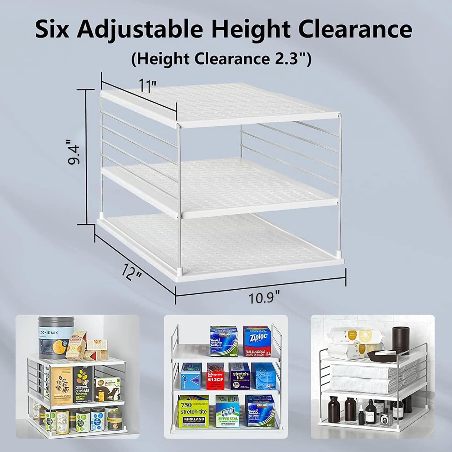 Skiennix Cabinet Organizers - Upgraded Divided Compartment Holder for Kitchen Storage | Under Sink Organizer