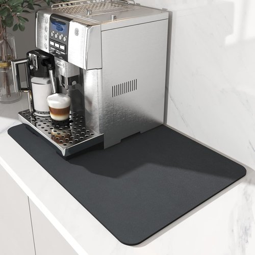 AMOAMI Dish Drying Mat - Absorbent Rubber Backed Kitchen Counter Mat | 12"x19", Dark Grey