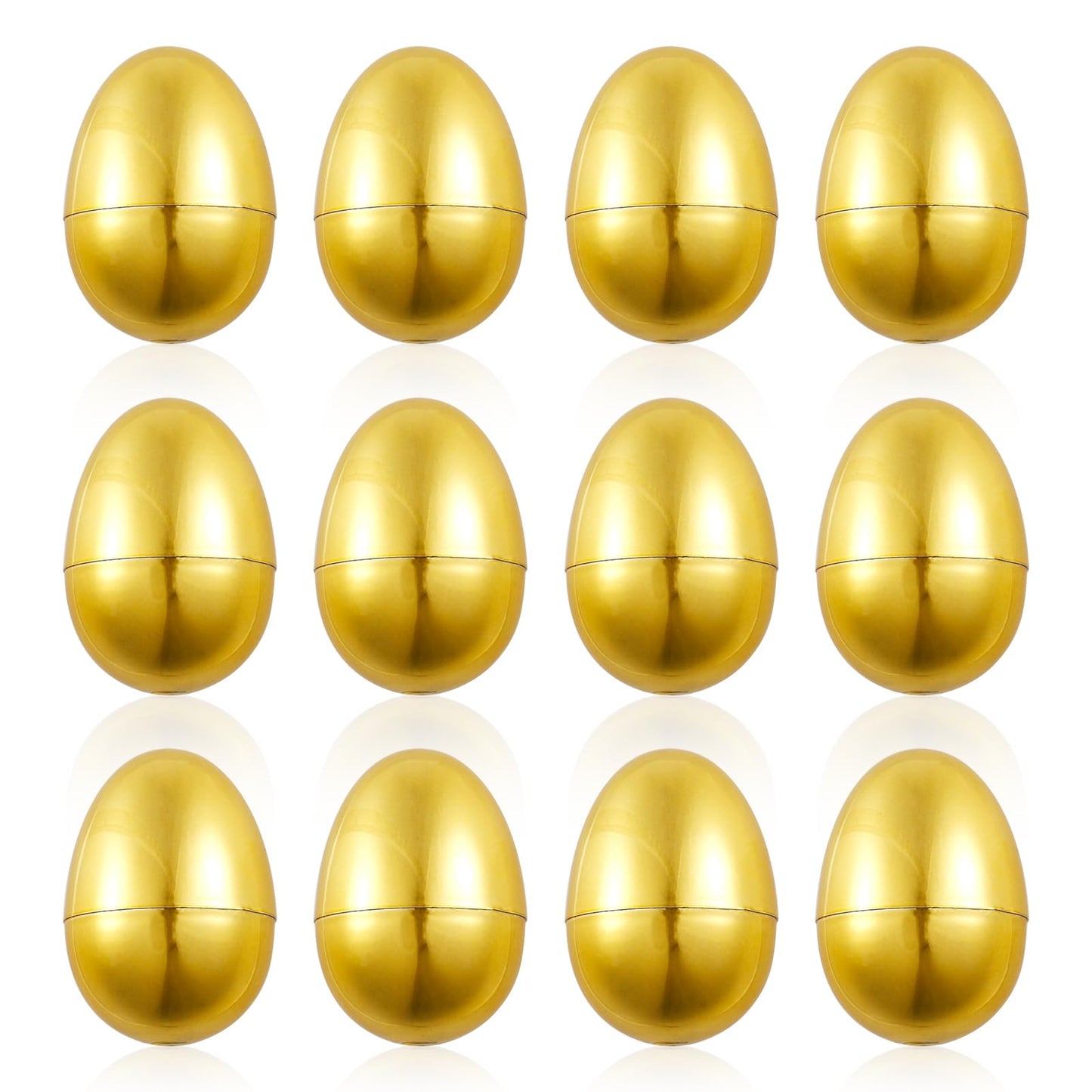 PEUTIER 12pcs Golden Easter Eggs, Fillable Easter Eggs Plastic Easter Eggs Empty Easter Egg Hunt Games Party Favor Fillers Basket Stuffers Crafts for Easter Party Company Activities