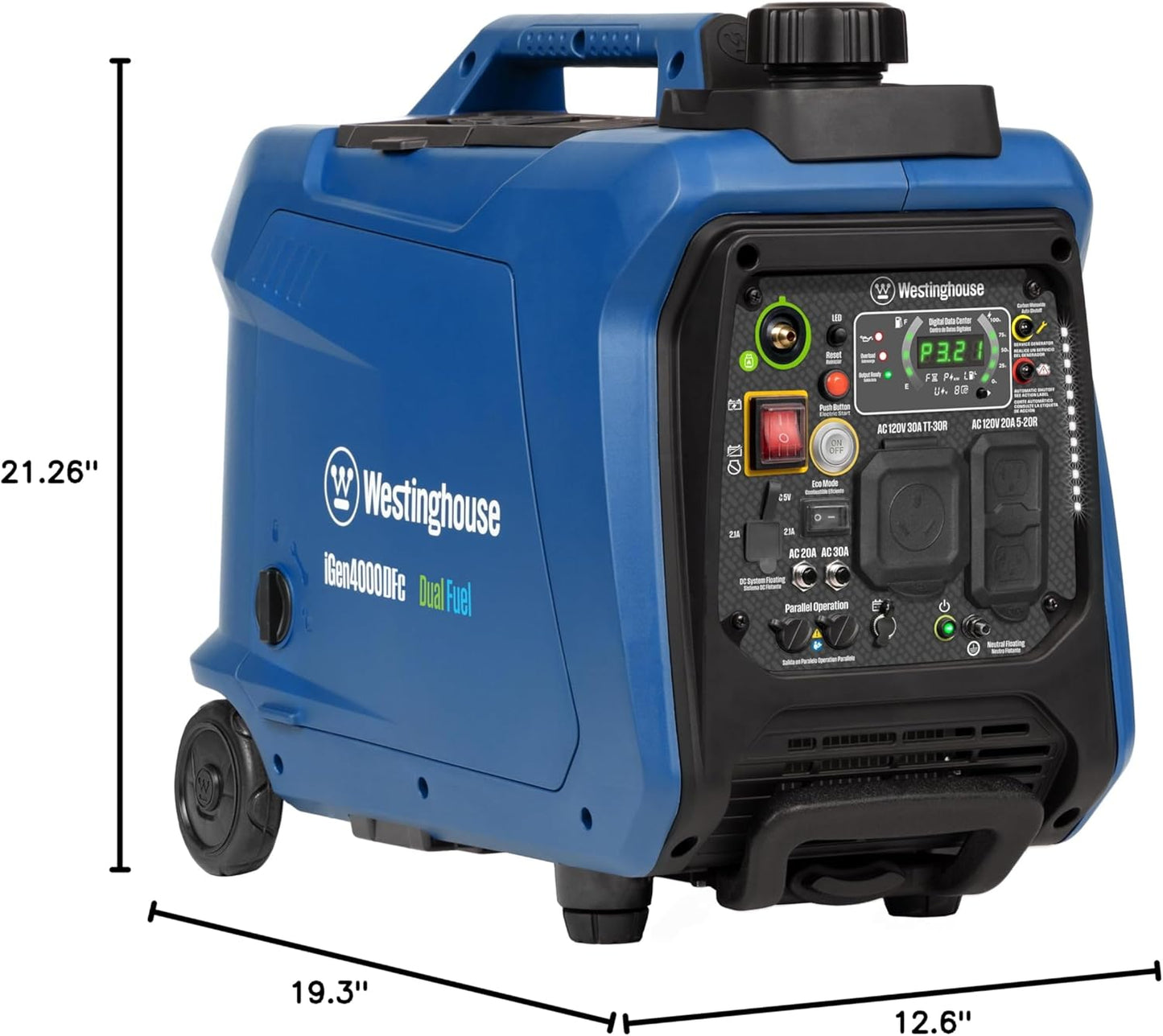 Westinghouse 4000 Peak Watt Portable Inverter Generator - Super Quiet, Dual Fuel, RV Ready, Remote Start