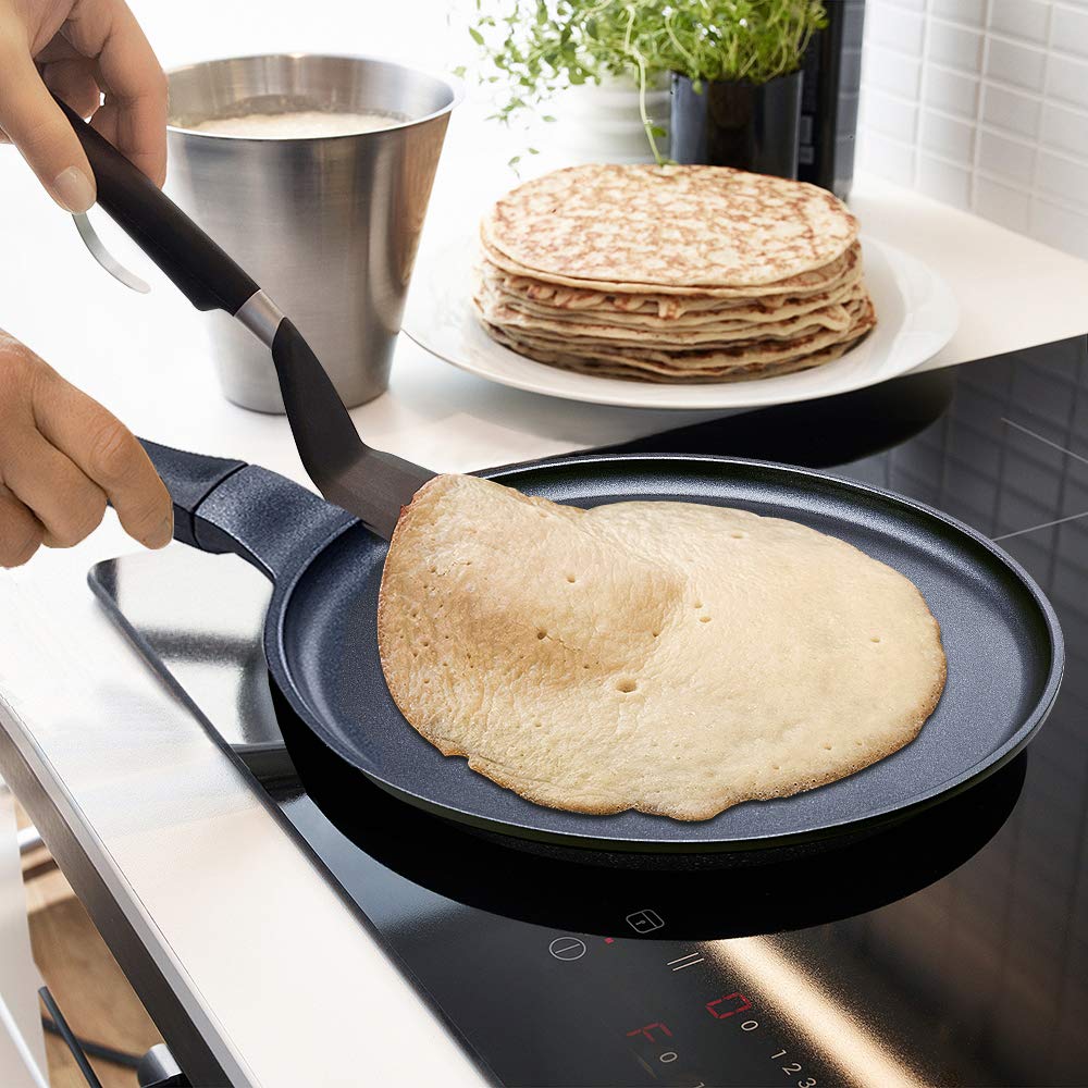 S·KITCHN Crepe Pan Nonstick Dosa Pan for Roti Indian, Non-Stick Pancake Griddle Compatible with Induction Cooktop, Comal for Tortillas - 11IN