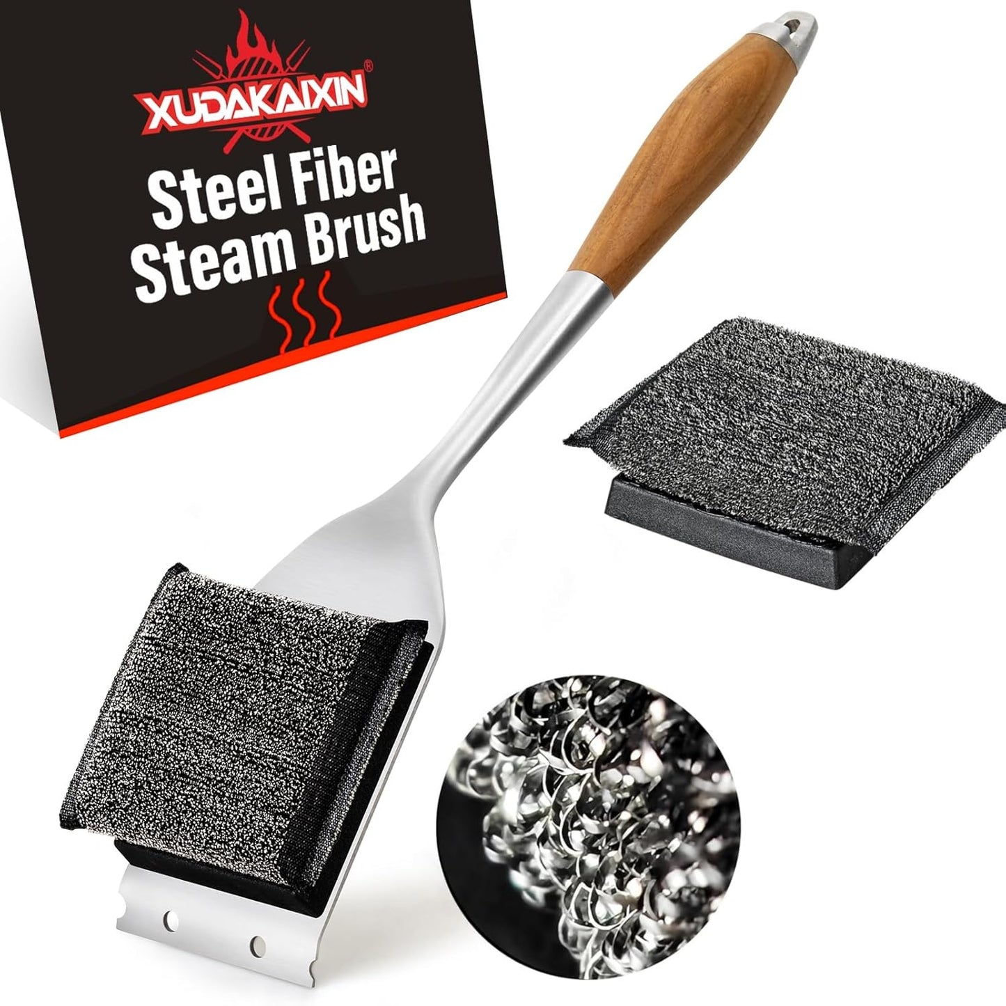 XUDAKAIXIN Bristle-Free Grill Brush - Ultra Safe & Efficient Cleaner for Cast Iron & Stainless Steel Grills | Perfect Gift for Men & Dads