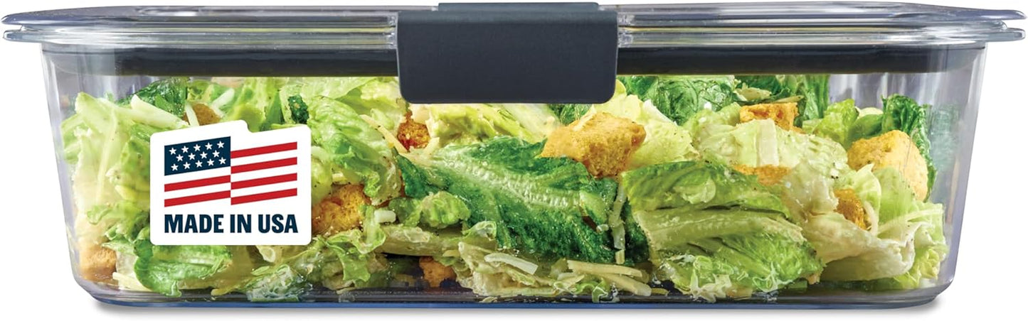 Rubbermaid Brilliance Large Food Storage Container - 9.6 Cup, BPA-Free, Leak-Proof & Clear