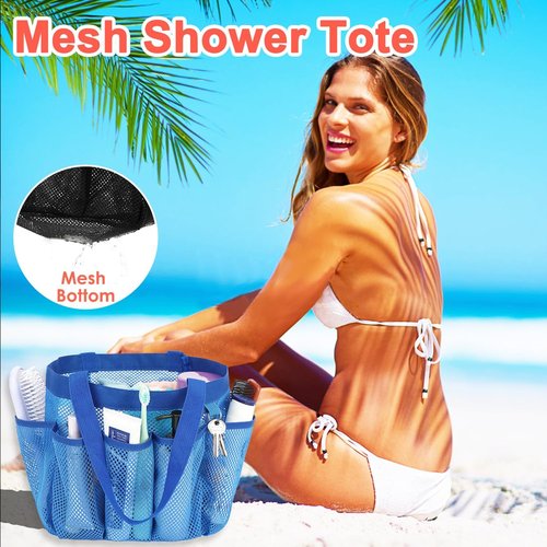 Fammart Mesh Shower Caddy - Portable 8-Pocket Tote Bag for College Dorm & Gym Essentials