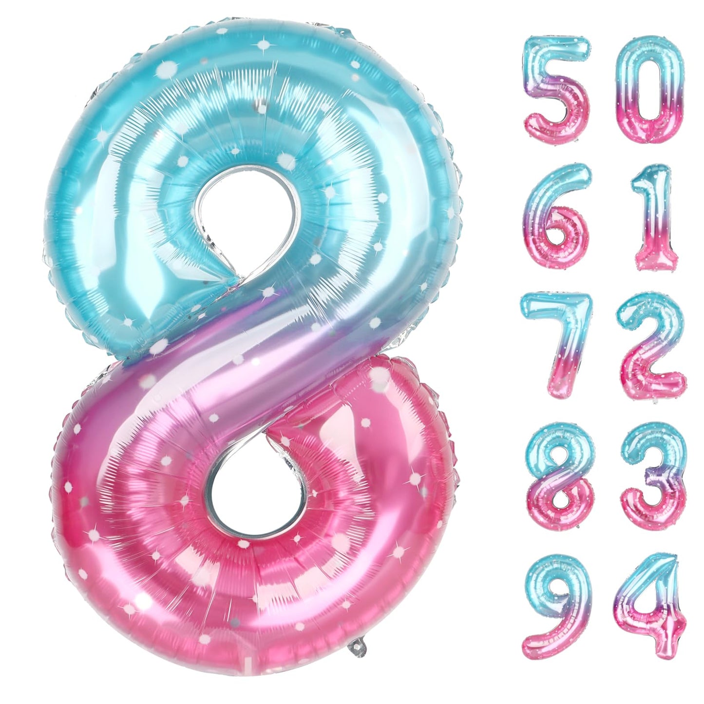 Starry Sky 8 Balloon, Number Balloons 40 Inch, 8th Birthday Decorations for Girls, Birthday Balloons, Starry Sky Party Supplies, Number 8 Balloon