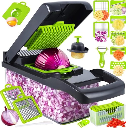 AIGLE Nova Pro Series 16-in-1 Vegetable Chopper - Versatile Onion, Cucumber & Fruit Slicer with Container