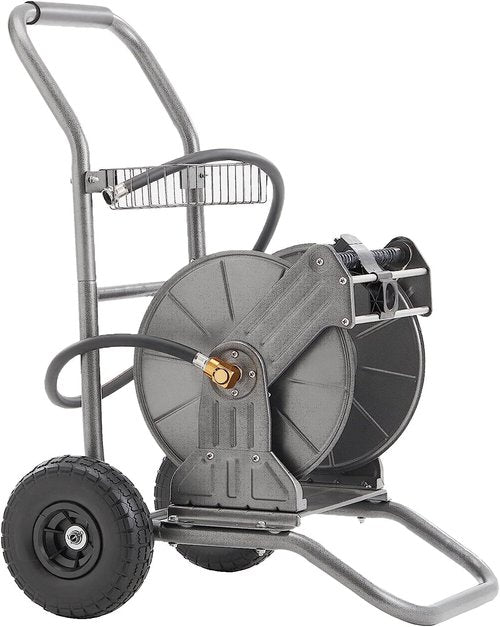 Giraffe Tools Garden Hose Reel Cart - Heavy Duty Metal Design | 200 ft Capacity with Wheels for Easy Mobility