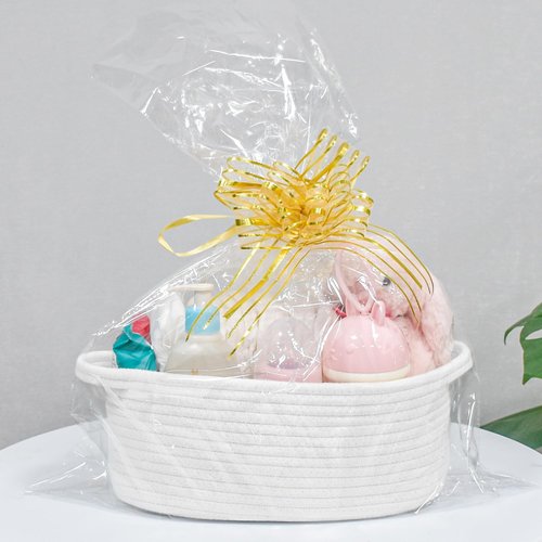 ABenkle Decorative Rope Woven Storage Basket - Boho Style Toy Organizer for Dogs & Cats | 12"x8"x5", White