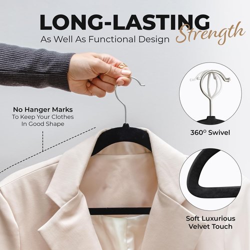 **Modern Space Velvet Hangers - 100 Pack Slim Space-Saving Design for Shirts, Pants & Dresses**