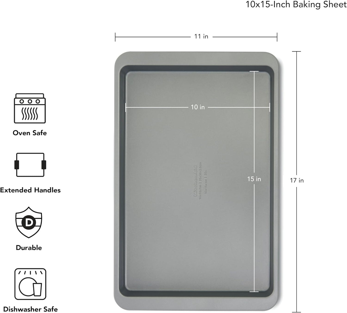 KitchenAid Premium Baking Sheet - Nonstick Aluminized Steel | 10x15 Inch | Contour Silver (Pack of 6)