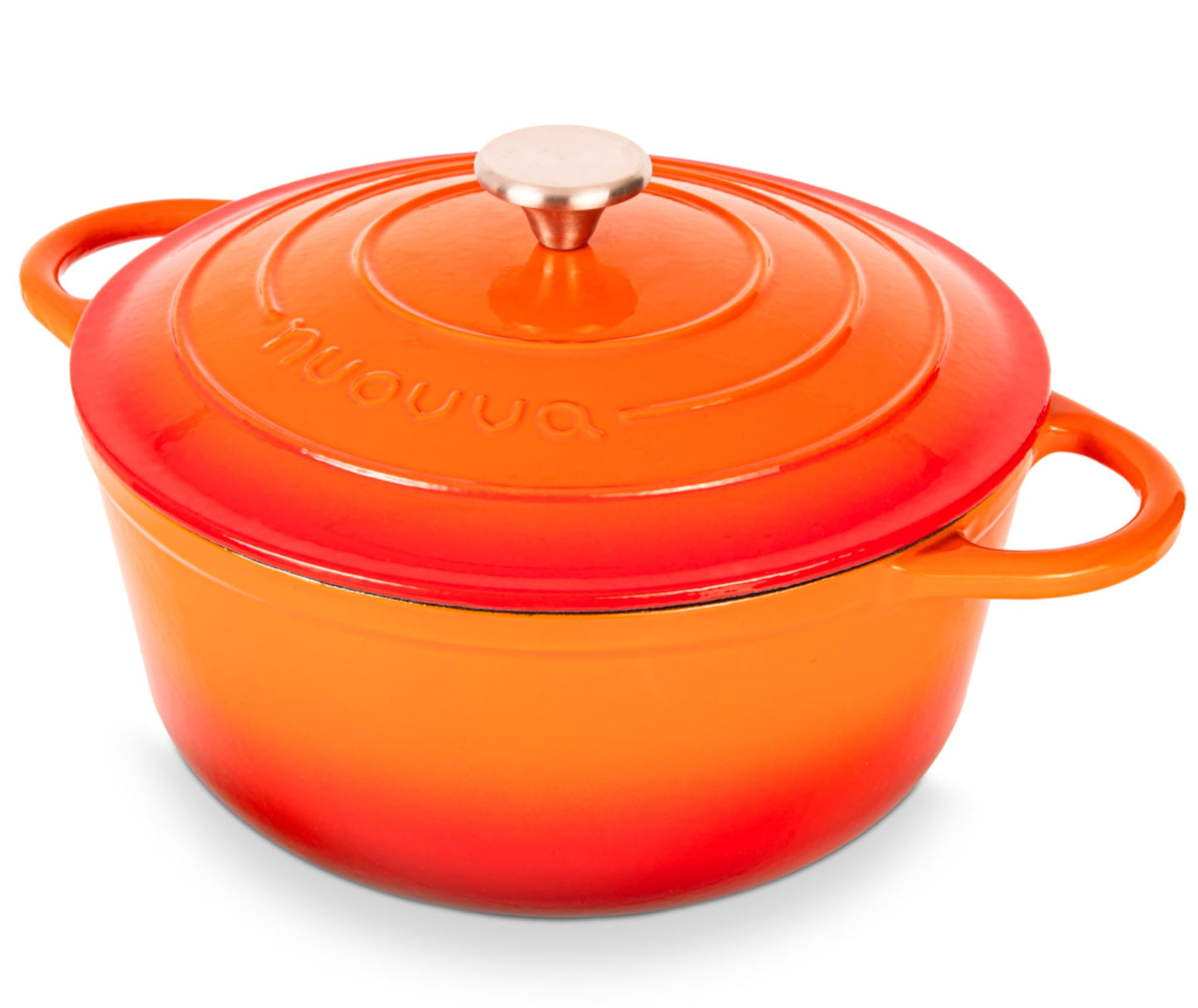 Nuovva Enamelled Cast Iron Dutch Oven Pot with Lid – 6.4 Quart Non Stick Casserole Pot – Heavy Duty & Oven Safe up to 500° F for Bread Baking, Braising, Stews, Roasting – 28cm Orange