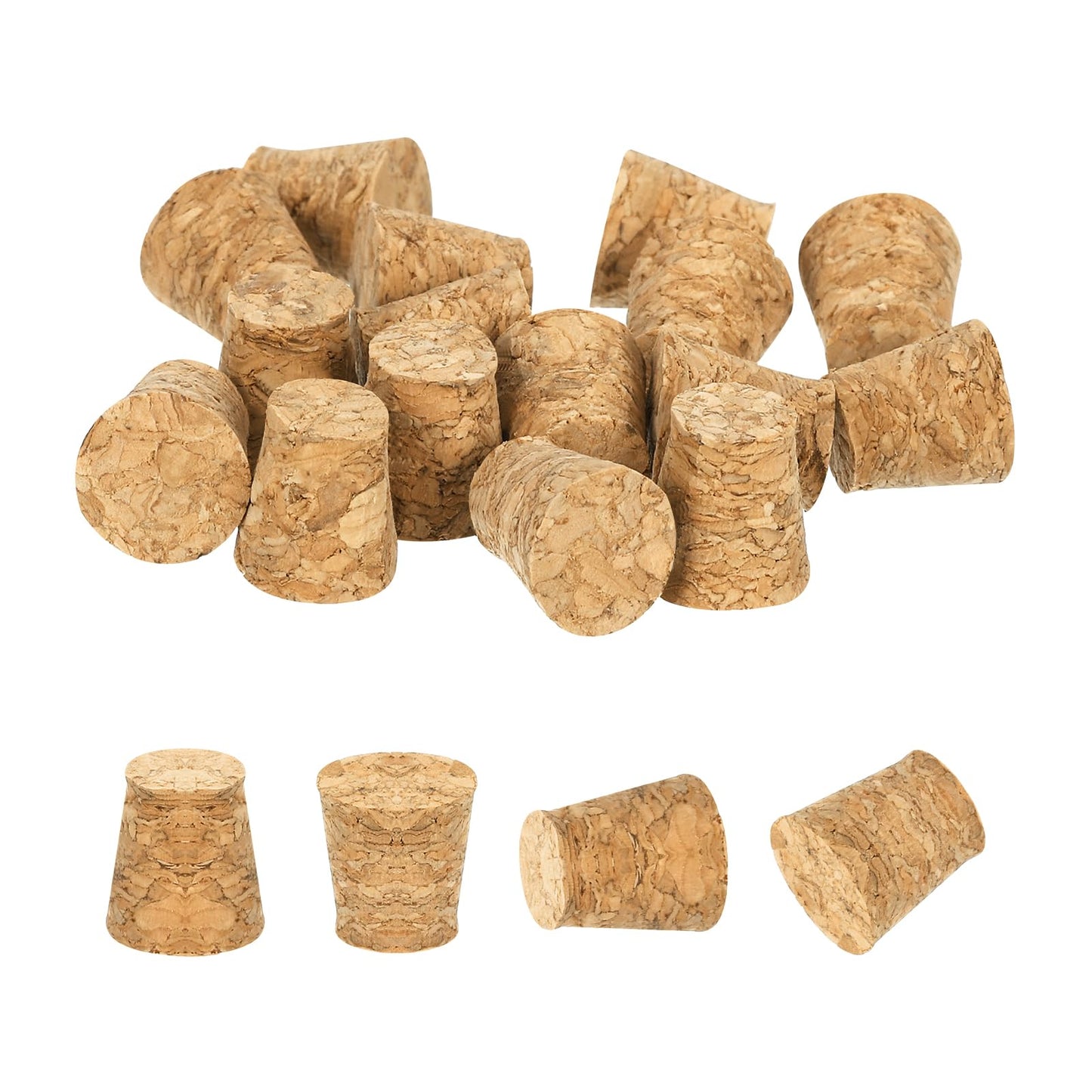 MECCANIXITY 20 Pcs Cork for Bottles Stoppers Cork Plugs, 0.35x0.24x0.39 Inch Soft Wood Natural Tapered Corks for Bar Restaurant DIY Crafts