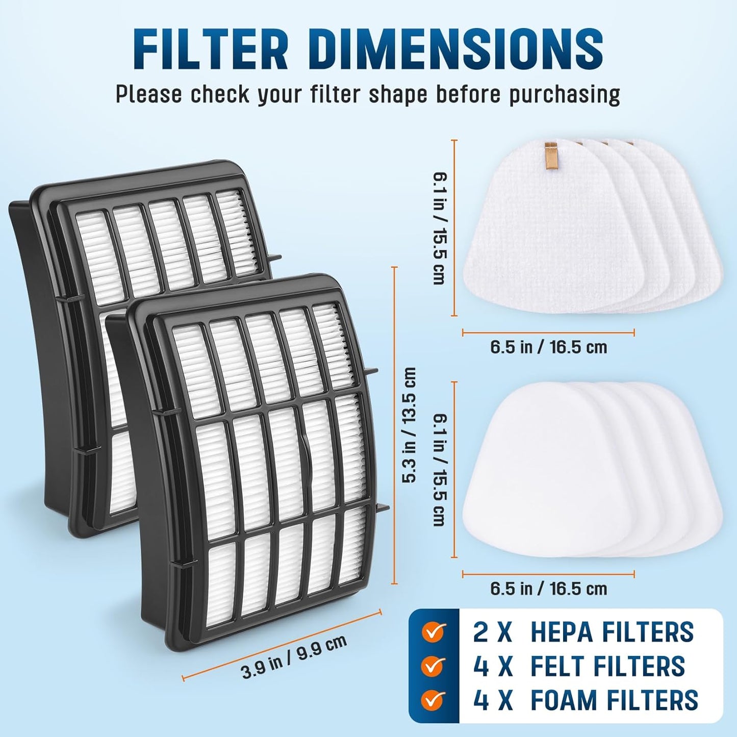 Shark 4+2 Pack Vacuum Filters - Replacement for Navigator Lift-Away Models NV350, NV351, NV352, NV355, NV356E, NV360, UV440, UV540, CU500