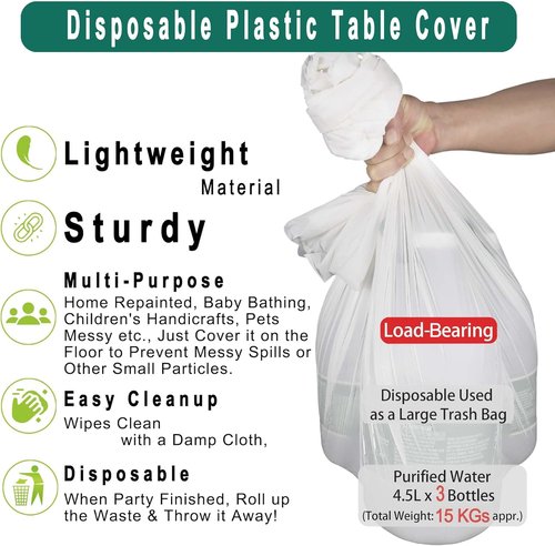 **PARTY ULYJA White Plastic Tablecloths - 2 Pack Disposable Covers for Bridal Showers & Events | 54 x 108 Inch**