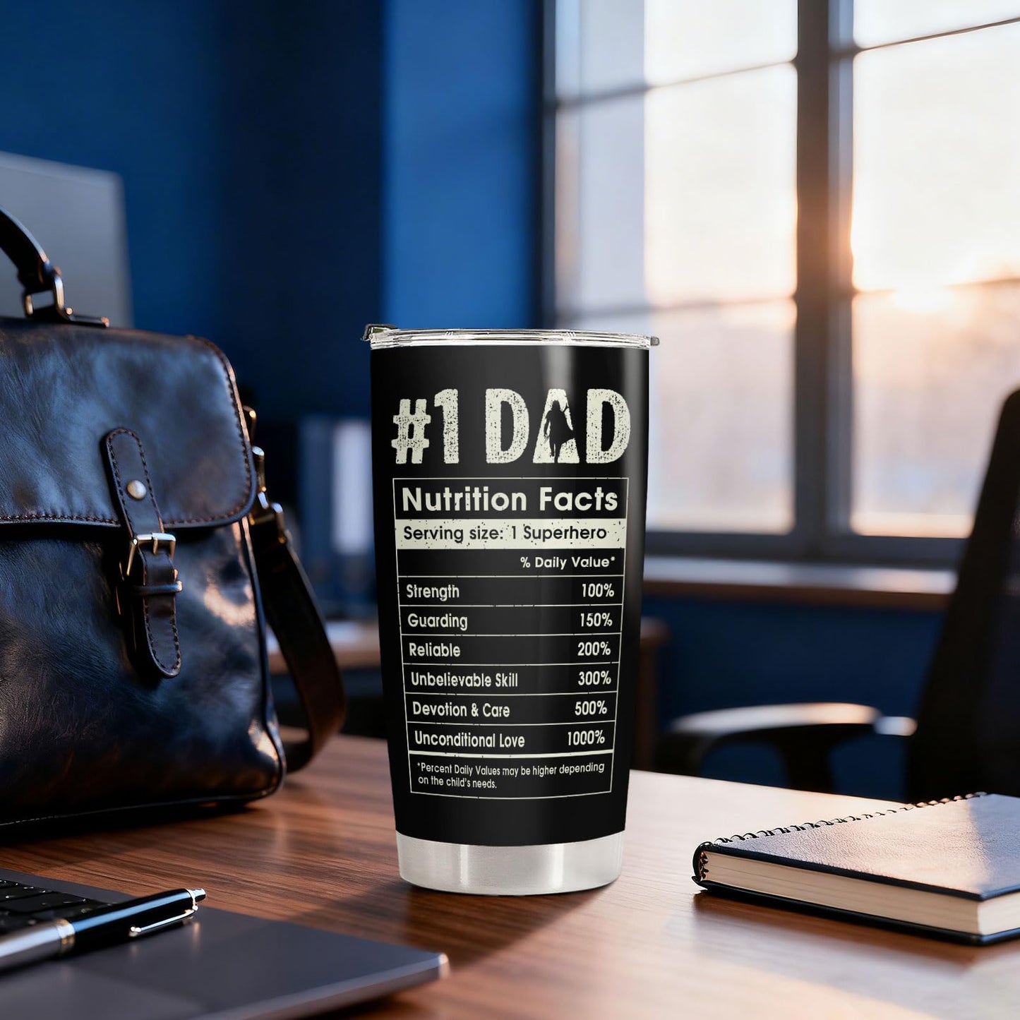 34HD Fathers Day Gift for Dad Tumbler 20oz, Funny Space Dadalorian Coffee Mug, Nutrition Facts Travel Cup for Father Husband Papa, Birthday Gifts from Daughter Son