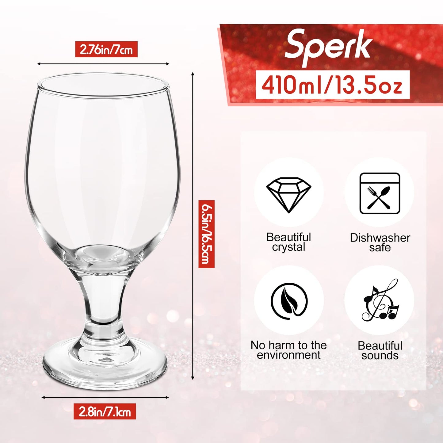 Patelai Set of 24 Water Goblet, 13.5 oz Clear Drinking Glasses Bulk Dishwasher Safe, Stemmed Water Glass for Juice Wine Beer Tea Sangria Cold Beverages, Reusable Glassware for Home Party Restaurant