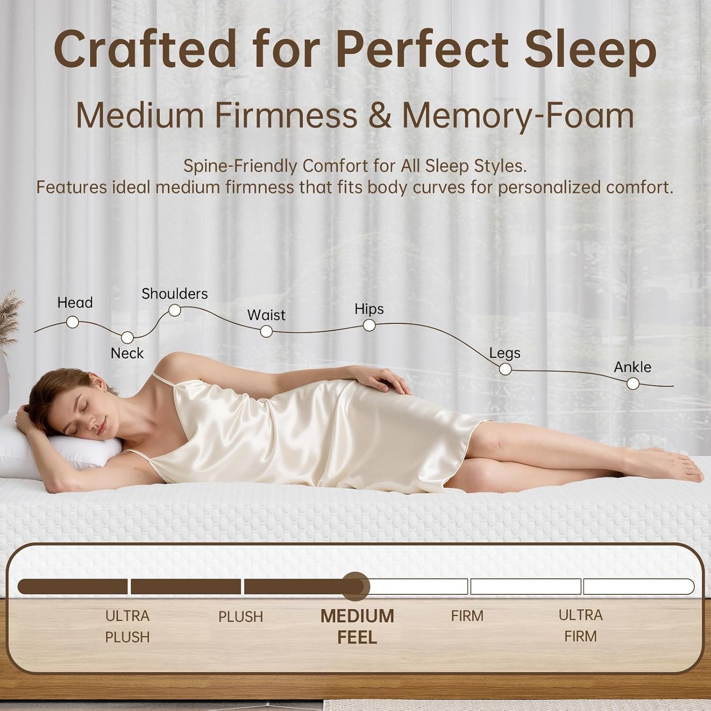 TFD Twin Mattress - 10-Inch Gel Memory Foam for Comfortable Sleep | Medium Firm, CertiPUR-US Certified