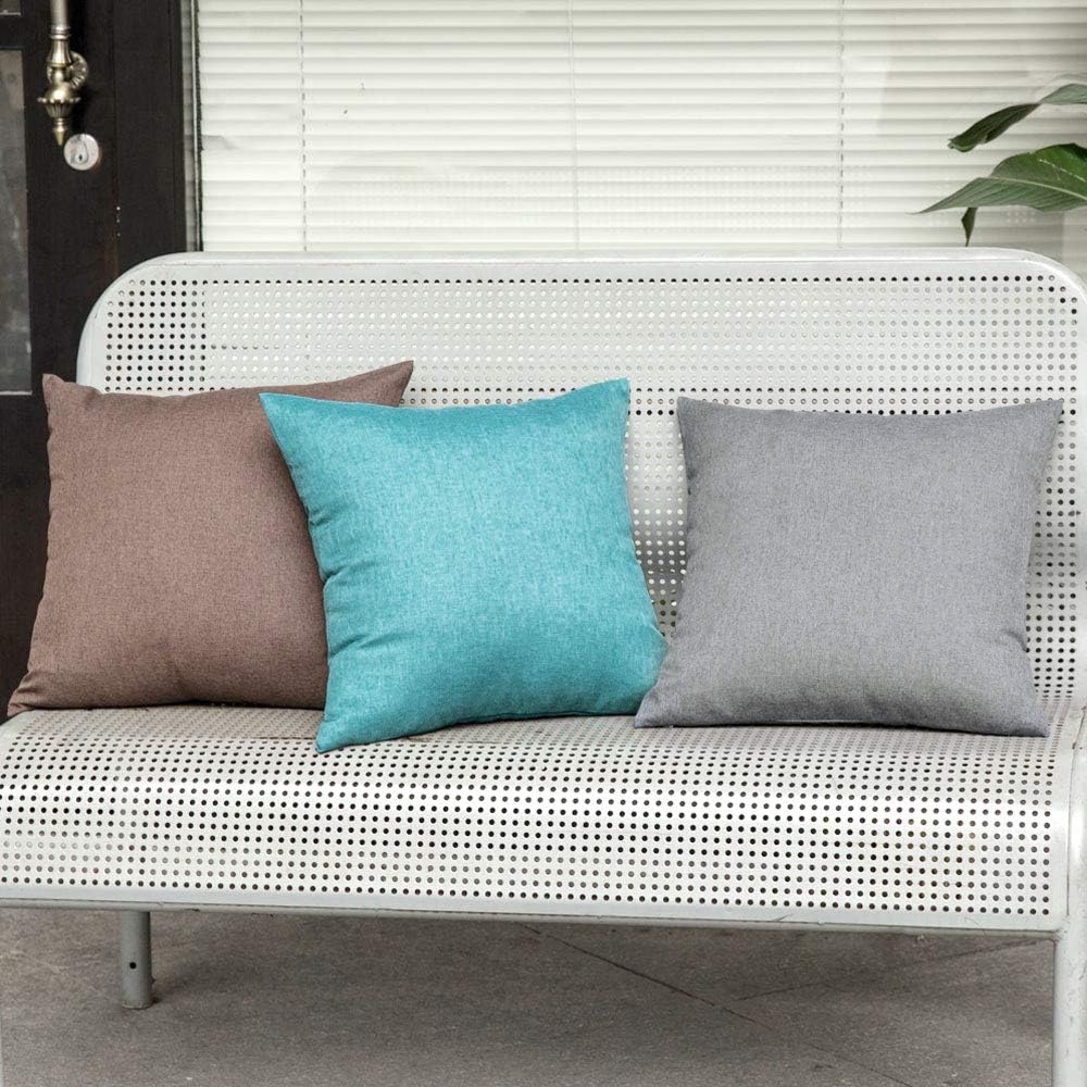 MIULEE Decorative Outdoor Throw Pillow Covers - Waterproof Faux Linen Cushion Cases | 20x20 Inch Dark Grey (Pack of 2)