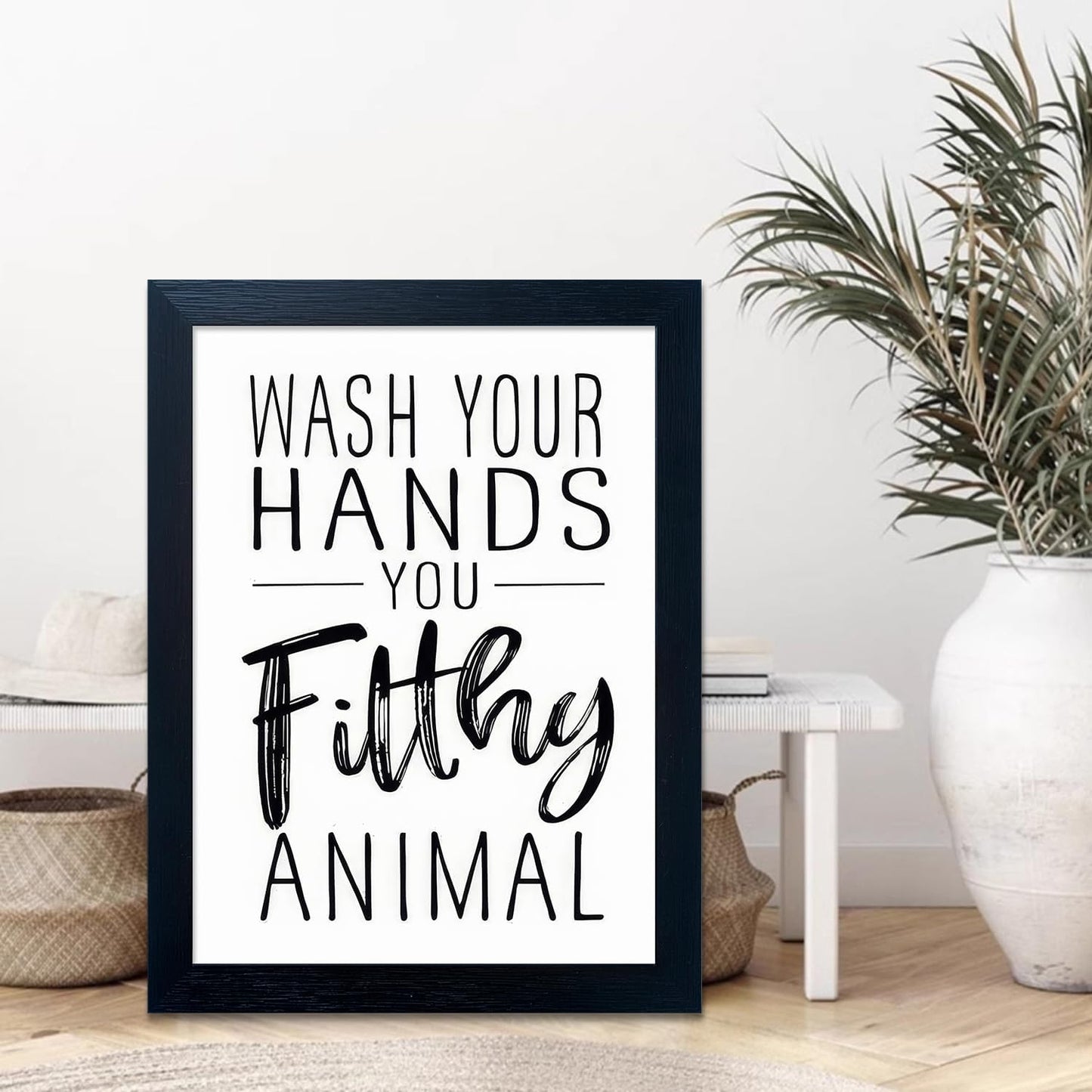 Skiennix Bathroom Decor Wall Art - Black and White Framed Prints for Guest Toilets & Kids' Washrooms