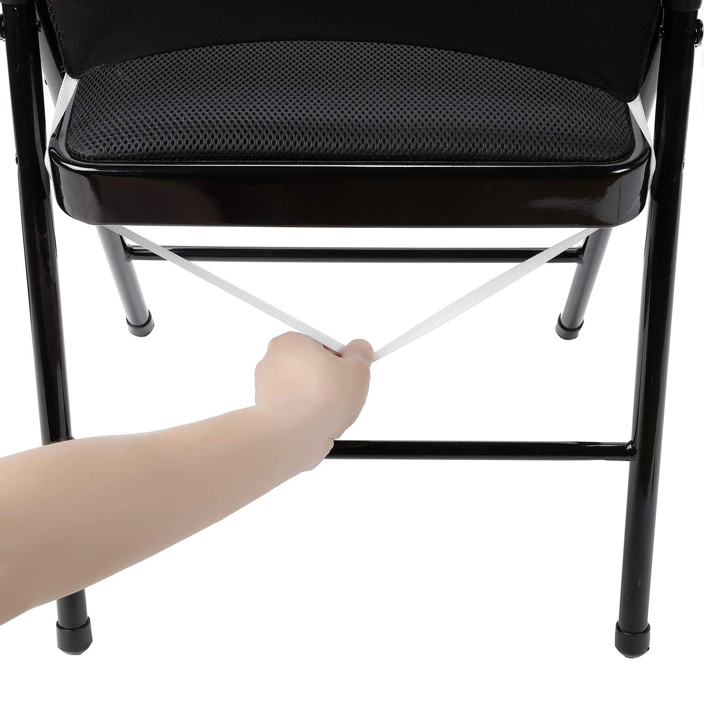 Peomeise Stretch Spandex Folding Chair Cover for Wedding Party Dining Banquet Event (Black,12pcs)