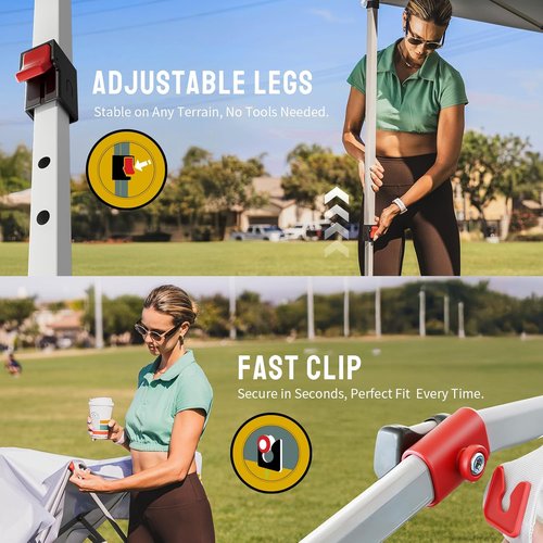 CROWN SHADES 10x10 Pop Up Canopy - Patented One Push Lock System with Storage Bag & Accessories | White