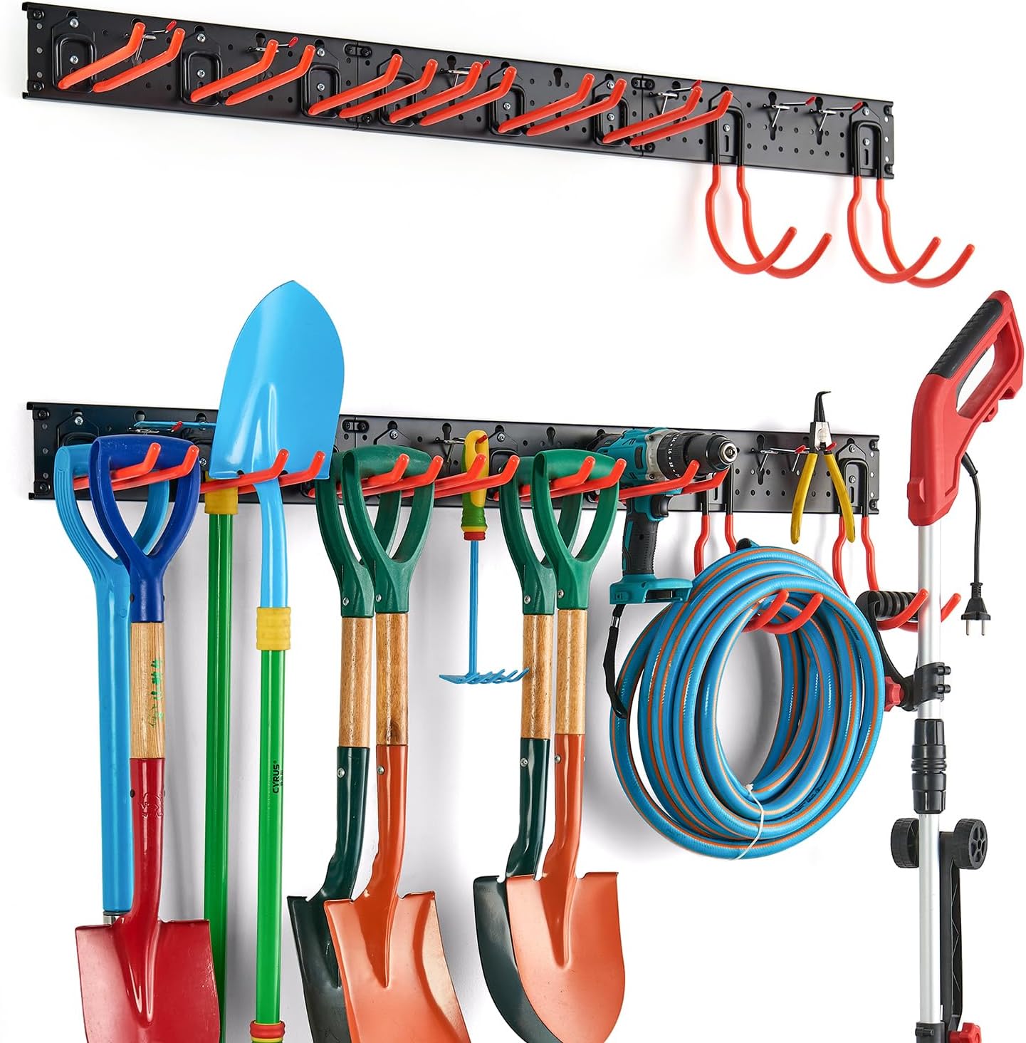 Ultrawall Garage Hooks - Multi-Storage Utility Rack for Garden Tools | 17-Piece Wall-Mounted Organizer