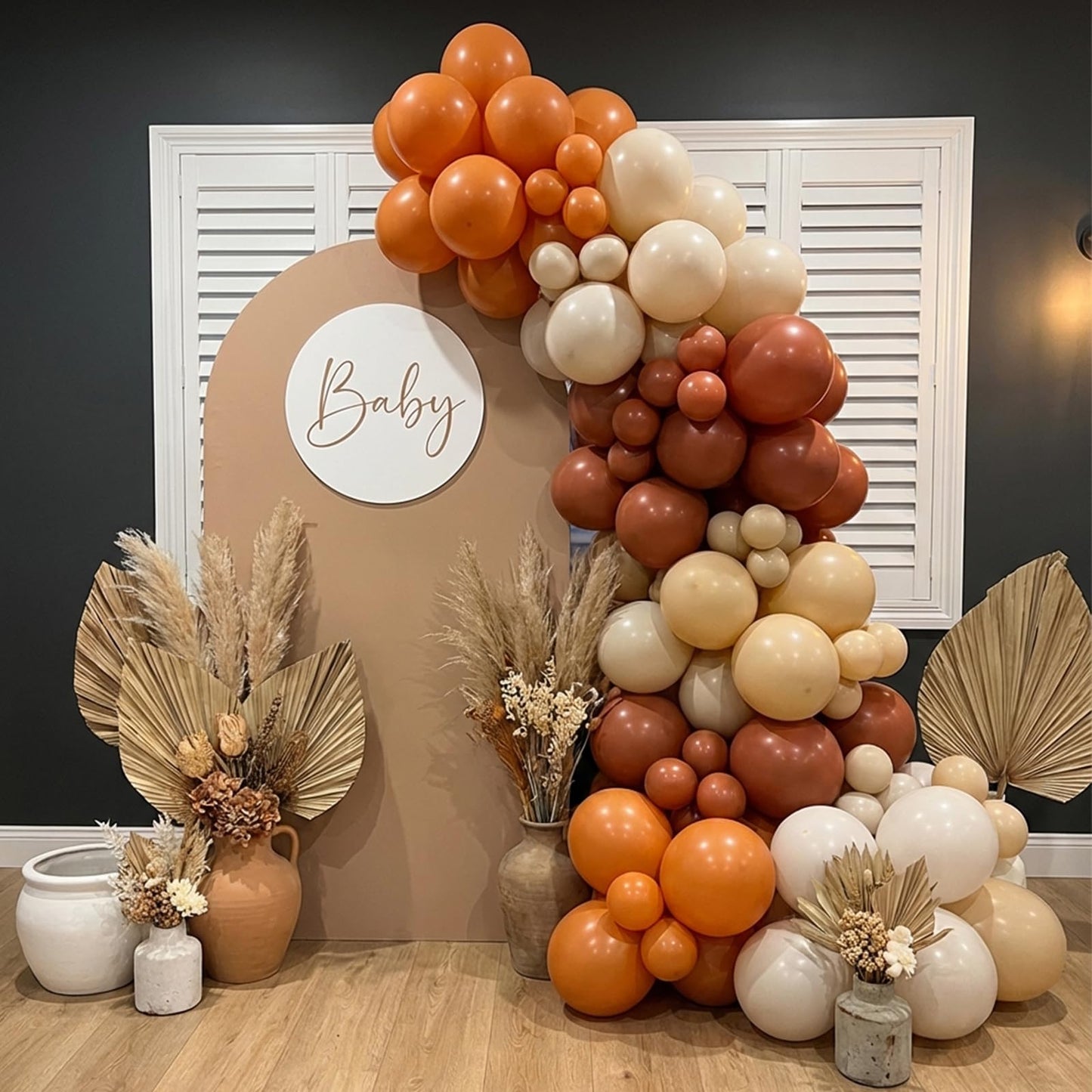 RUBFAC Burnt Orange Balloons 129pcs Different Sizes Pack of 18 12 10 5 Inch, Latex Terracotta Balloon Garland Arch Kit for Fall Thanksgiving Halloween Wedding Birthday Party Decoration