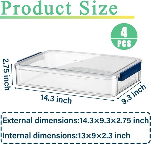 **Clear Plastic Storage Box - 4 Pack 5.5qt Snap-Tight Latch | Stackable Organizer for A4 Files, Photos & Crafts**