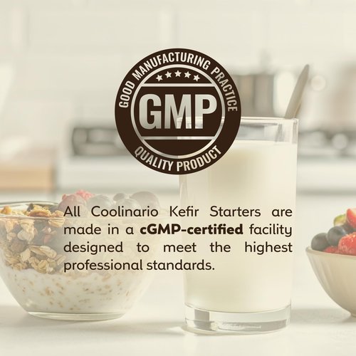 Coolinario Kefir Starter Culture (10-Pack, 1.5g Sachets) Live Probiotic Cultures for Homemade Kefir | Smooth, Creamy & Tangy | Non-GMO, No Preservatives, Gluten Free