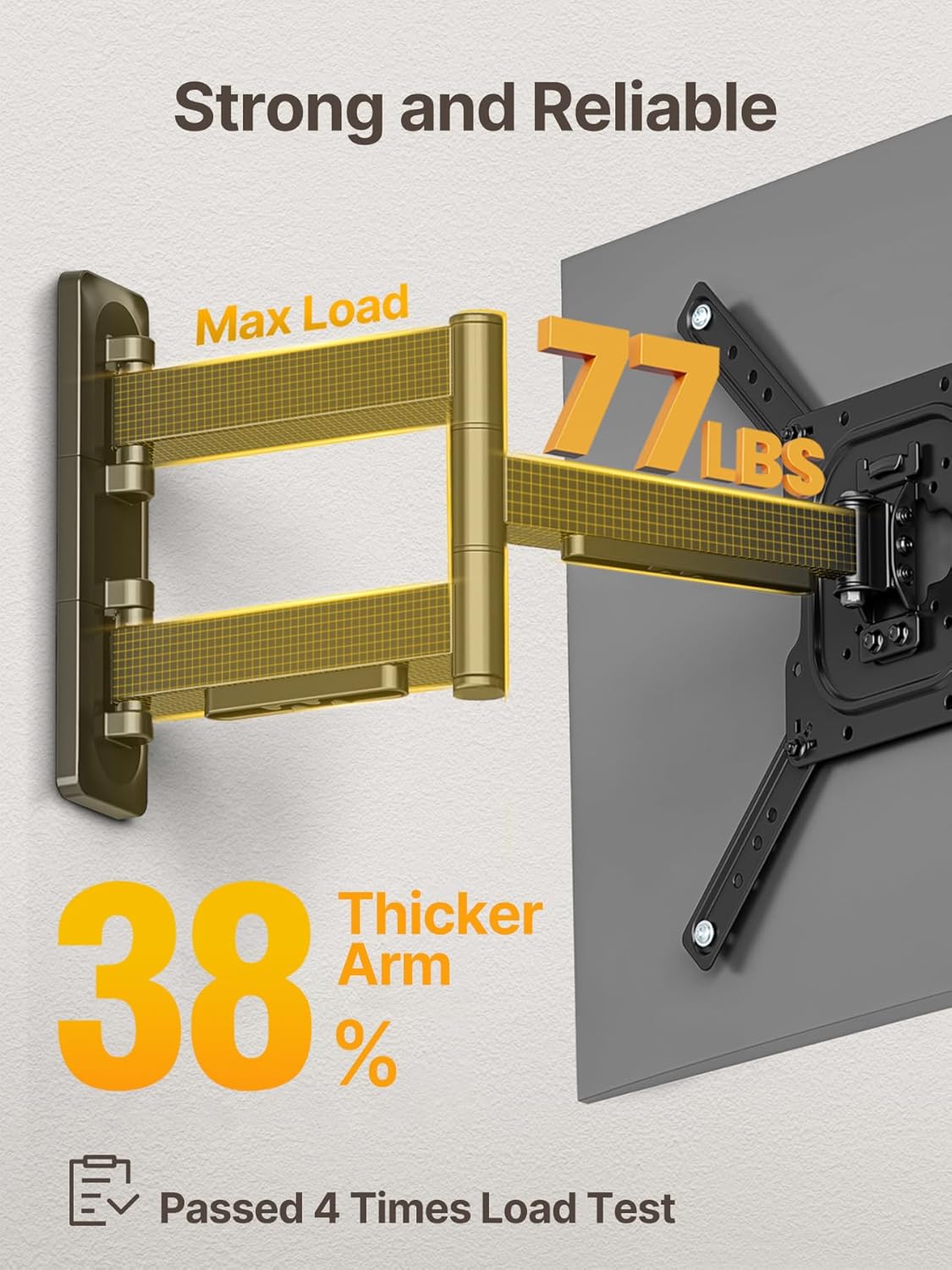 monTEK Full Motion TV Wall Mount - Swivel & Tilt Bracket for 23–65 Inch TVs | Max VESA 400x400mm, Holds 77 lbs