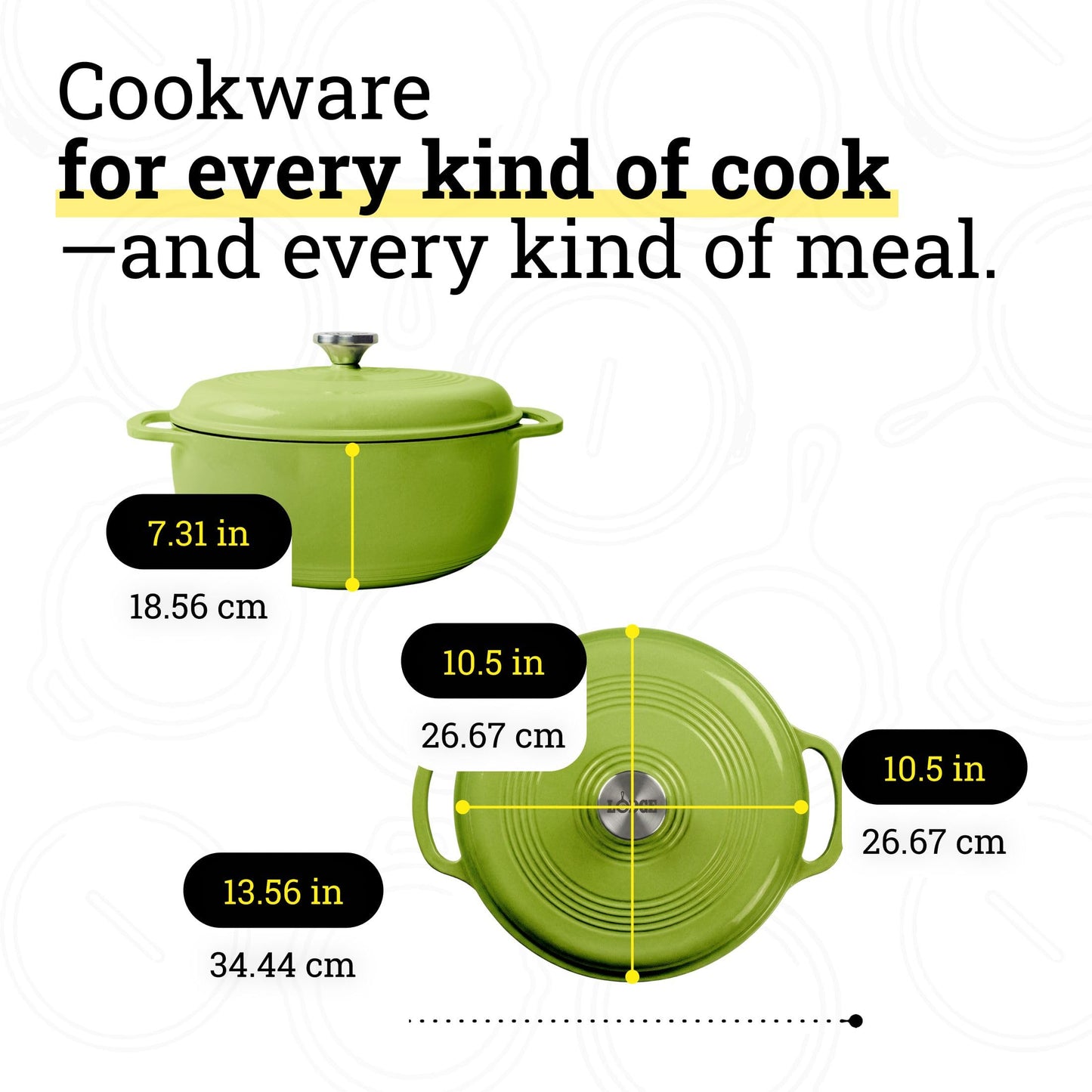 Lodge Essential Enamel Cast Iron Dutch Oven 6 Quarts - Perfect for Bread Baking, Braising, Marinating & Slow Cooking, Features Moisture-Sealing Lid & Dual Handles, Kitchen Essentials, Avocado