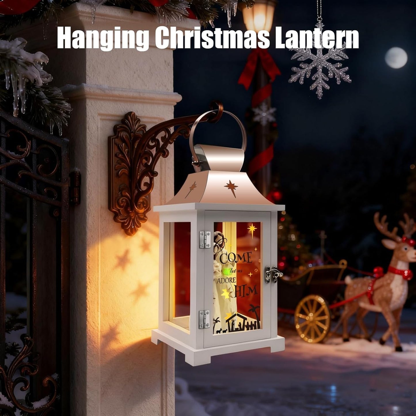 Regine Switzerland Christmas Nativity Set - 15.1" Tall Lantern for Table Centerpieces & Holiday Decor