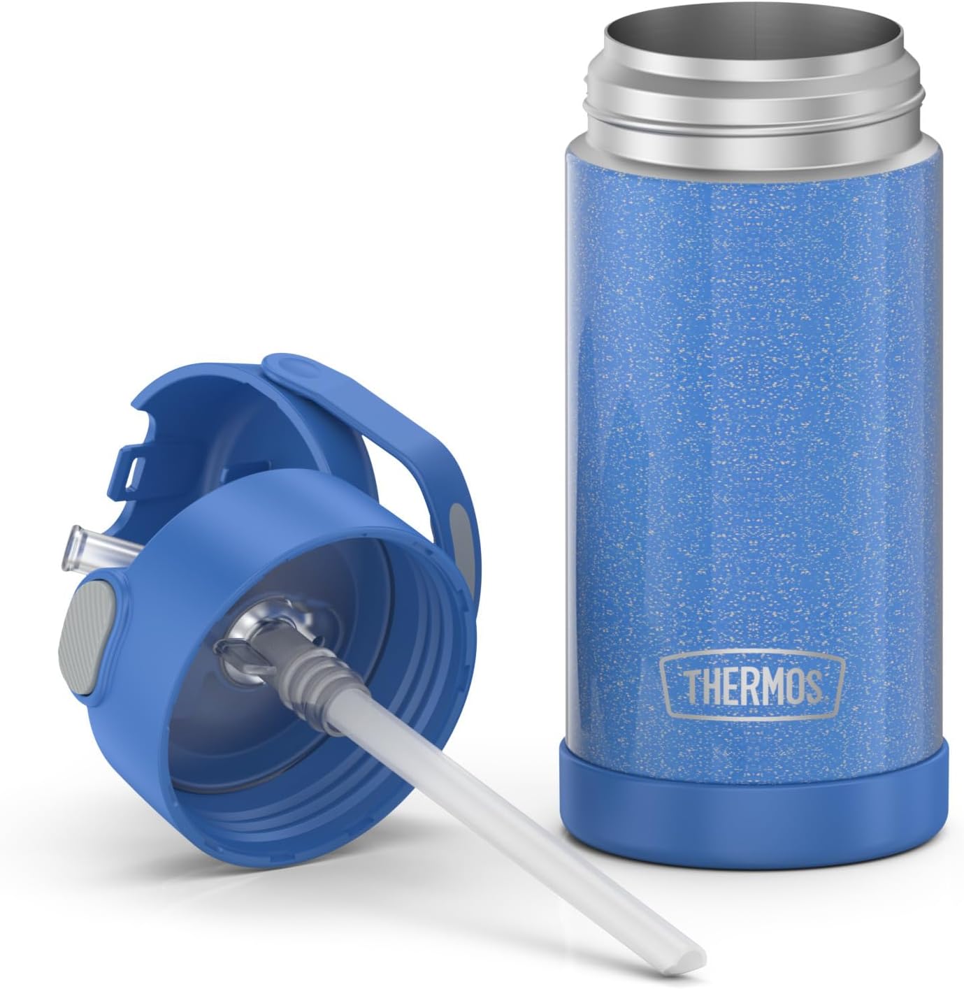THERMOS FUNTAINER Water Bottle - 12 Ounce Kids Stainless Steel Vacuum Insulated - Glitter Periwinkle