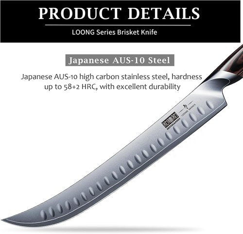 HOSHANHO 12-Inch Japanese Carving Knife - High Carbon Steel with Ergonomic Pakkawood Handle