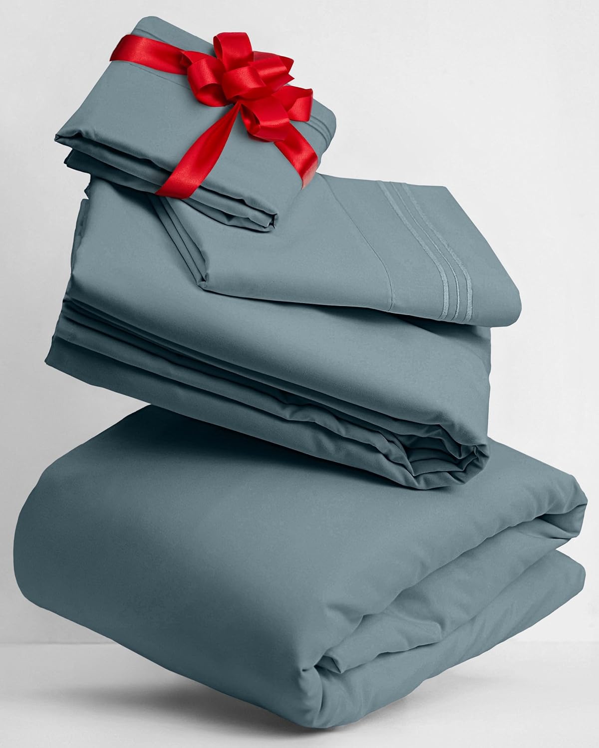 Mellanni Twin Sheets Set - 3 PC Hotel Luxury Bedding | Extra Soft, Cooling, Wrinkle-Resistant (Twin, Spa Blue)