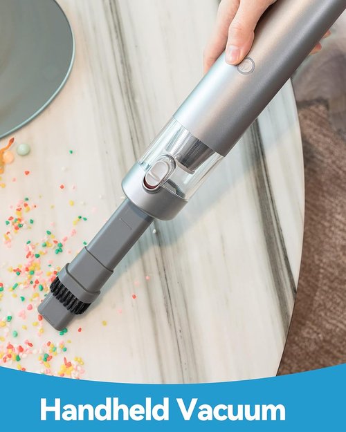 Brigii Mini Handheld Vacuum - Cordless 3-in-1 Car Vacuum, Air Duster & Hand Pump | Portable Rechargeable Cleaner with Crevice Nozzles